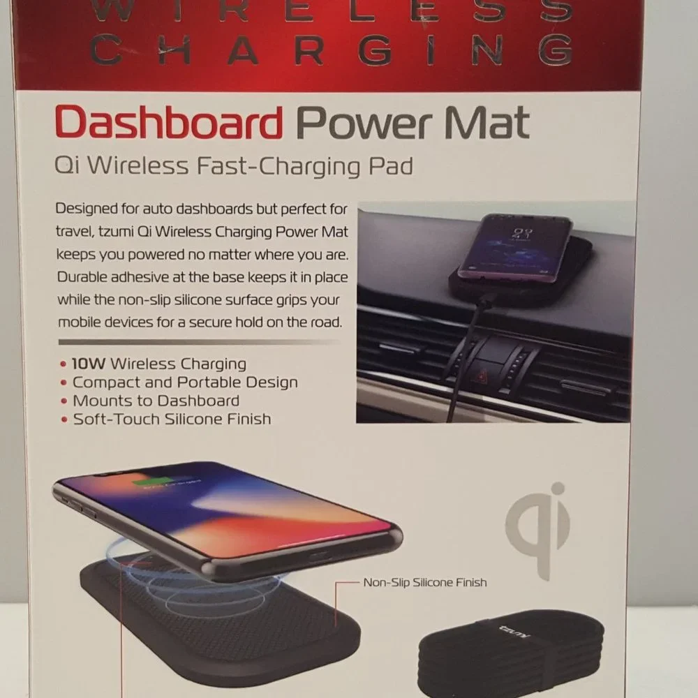 tzumi Wireless Charging Dashboard Power Mat / Qi Fast-Charging Pad + 3' Cable 🆕